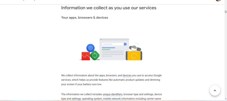 screenshot of Google privacy